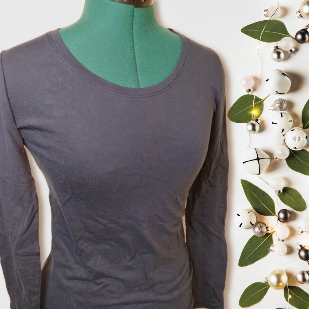 Slate Blue Longsleeve Babydoll Tee Women's Small | No Boundaries